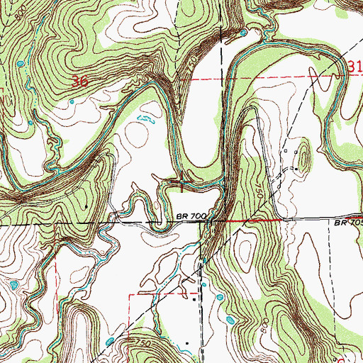Topographic Map of Mountain Creek, OK