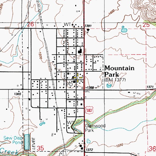 Topographic Map of Mountain Park, OK