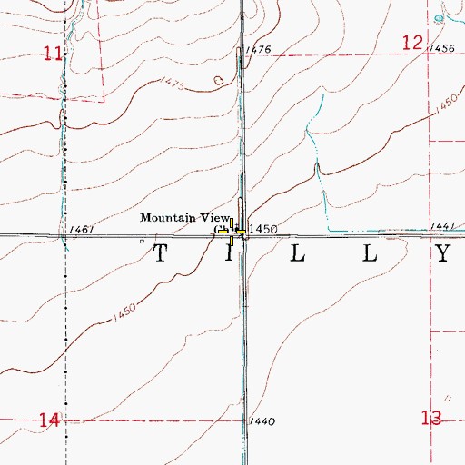 Topographic Map of Mountain View Church, OK
