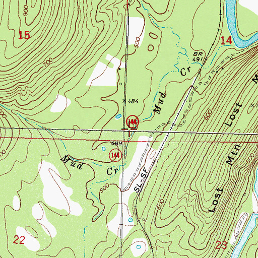 Topographic Map of Mud Creek, OK