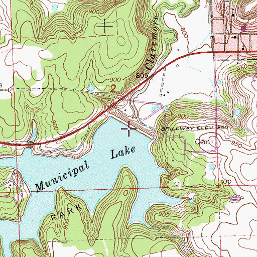 Topographic Map of Municipal Lake, OK