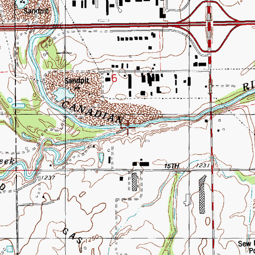 Topographic Map of Mustang Creek, OK
