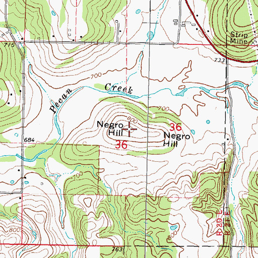 Topographic Map of Negro Hill, OK