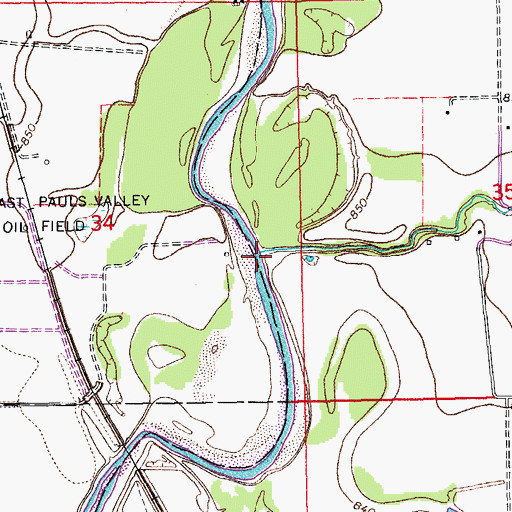Topographic Map of Negro Sandy Creek, OK
