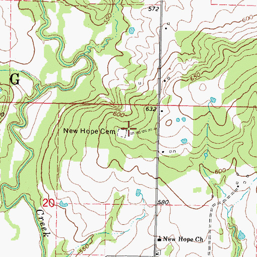 Topographic Map of New Hope Cemetery, OK