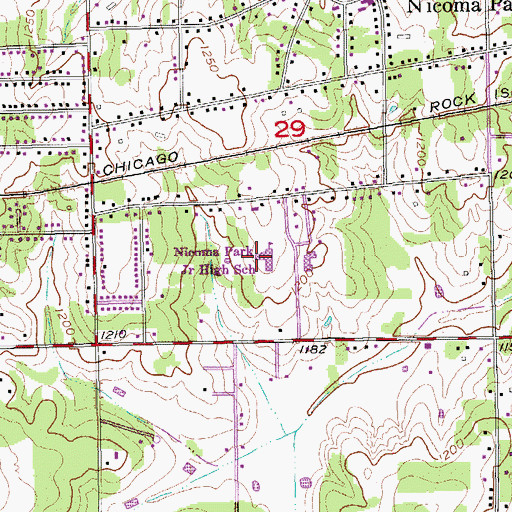 Topographic Map of Nicoma Park Middle School, OK