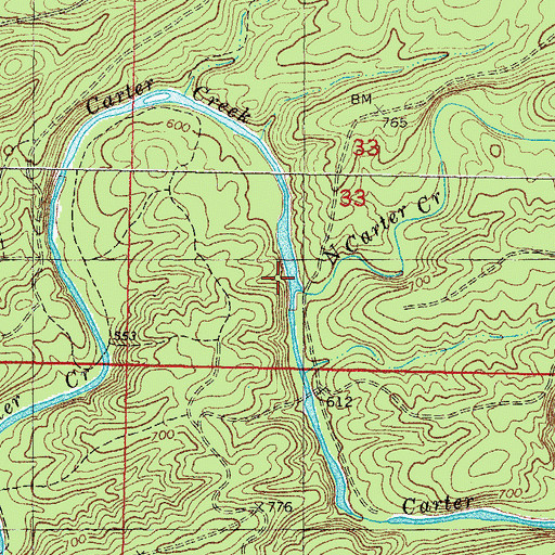 Topographic Map of North Carter Creek, OK