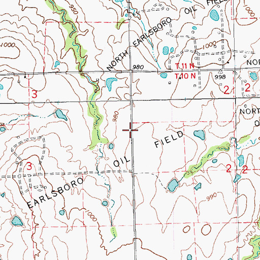 Topographic Map of North Earlsboro Oil Field, OK