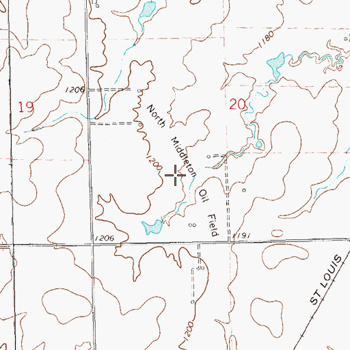 Topographic Map of North Middleton Oil Field, OK