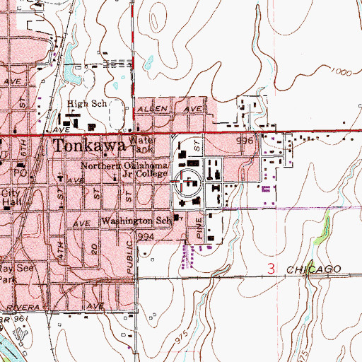 Topographic Map of Northern Oklahoma College, OK