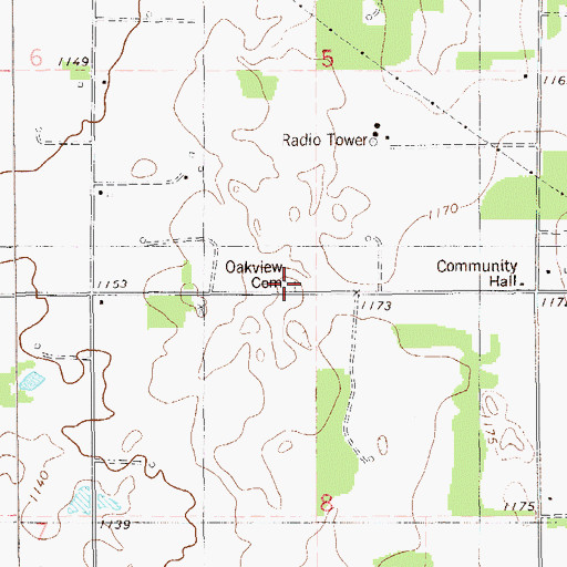 Topographic Map of Oakview Cemetery, OK