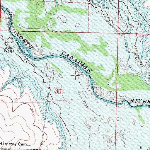Topographic Map of Optima Lake, OK