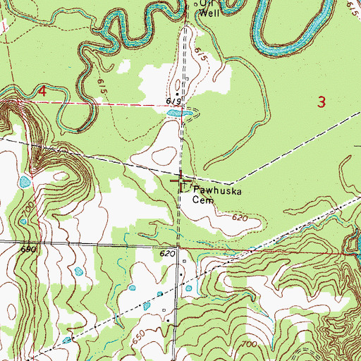 Topographic Map of Pawhuska Cemetery, OK