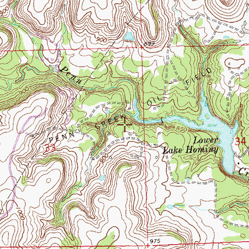 Topographic Map of Penn Creek Oil Field, OK