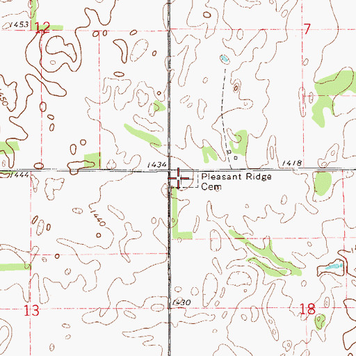 Topographic Map of Pleasant Ridge Cemetery, OK