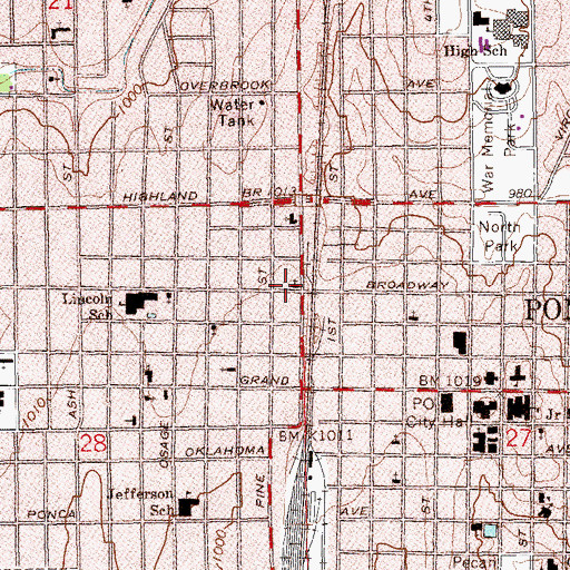 Topographic Map of Ponca City, OK