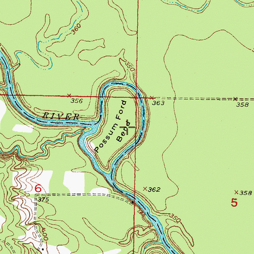Topographic Map of Possum Ford Bend, OK