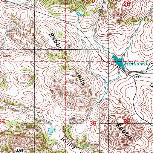 Topographic Map of Rabbit Hills, OK