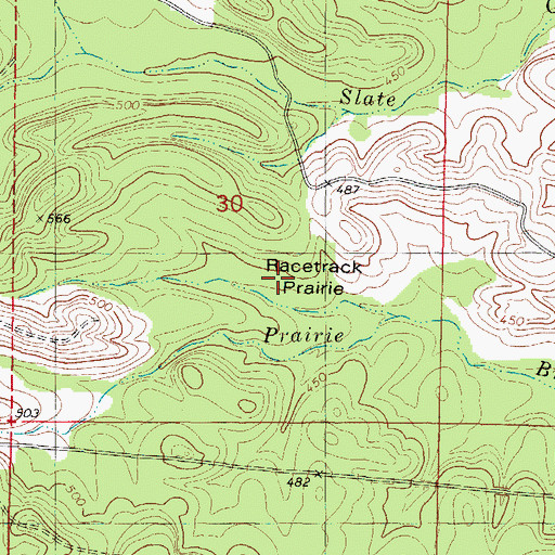 Topographic Map of Racetrack Prairie, OK