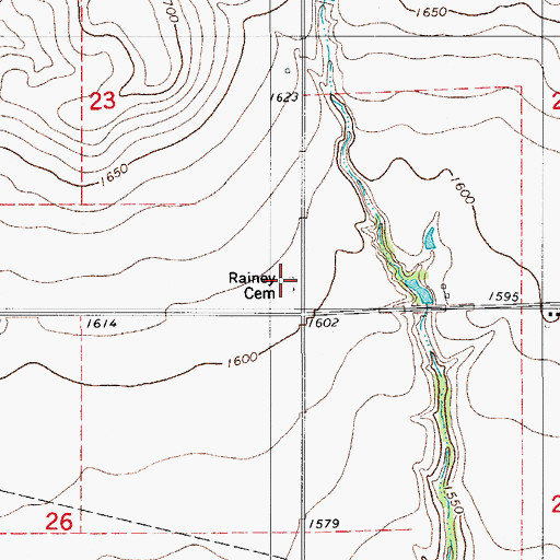 Topographic Map of Rainey Cemetery, OK