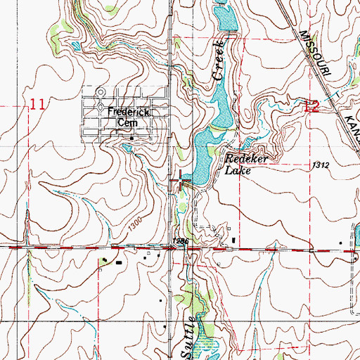 Topographic Map of Redeker Lake, OK