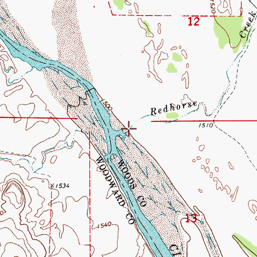 Topographic Map of Redhorse Creek, OK