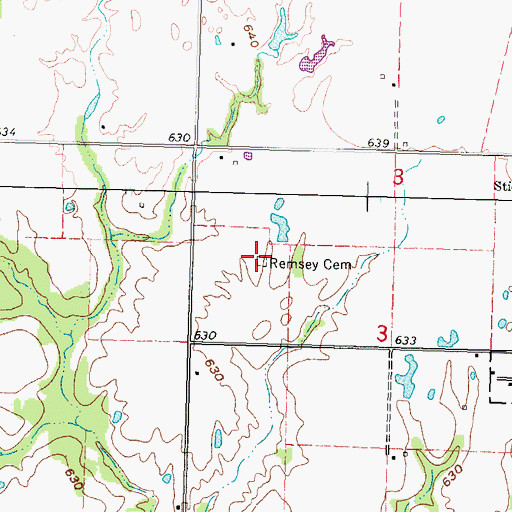 Topographic Map of Remsey Cemetery, OK