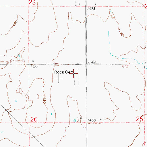 Topographic Map of Rock Cemetery, OK