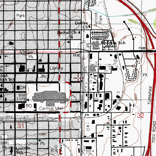 Topographic Map of Rock Island Depot, OK