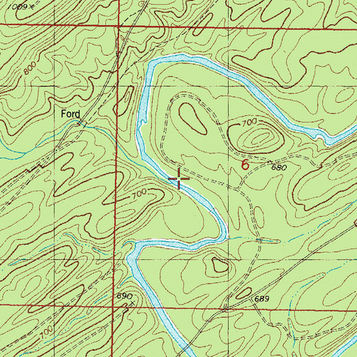 Topographic Map of Rocky Creek, OK