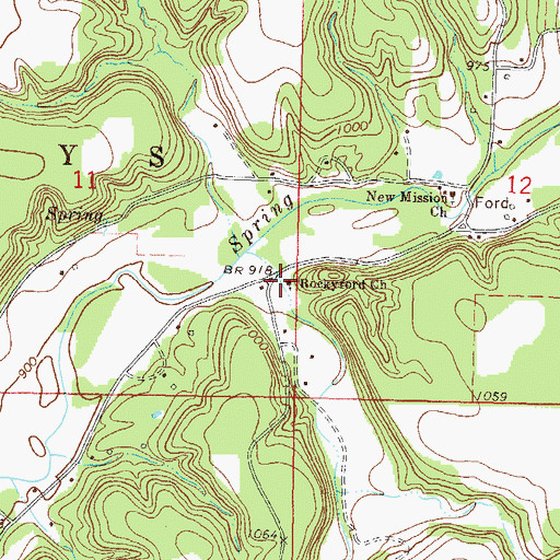 Topographic Map of Rockyford Church, OK