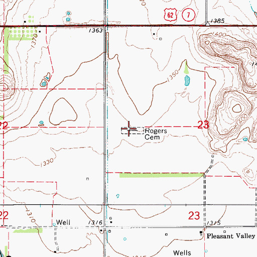 Topographic Map of Rogers Cemetery, OK