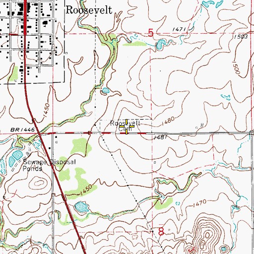 Topographic Map of Roosevelt Cemetery, OK