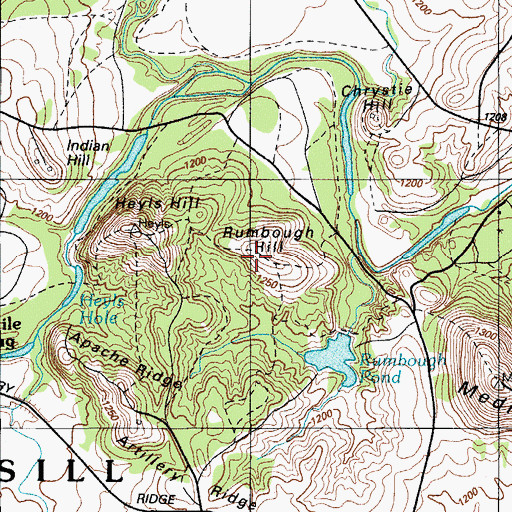 Topographic Map of Rumbough Hill, OK