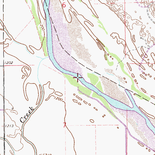 Topographic Map of Sand Creek, OK