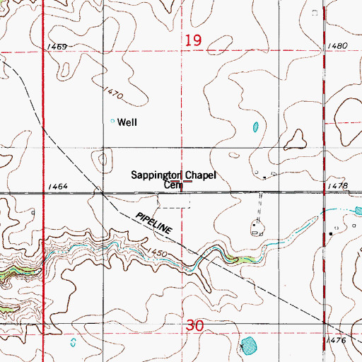 Topographic Map of Sappington Chapel, OK