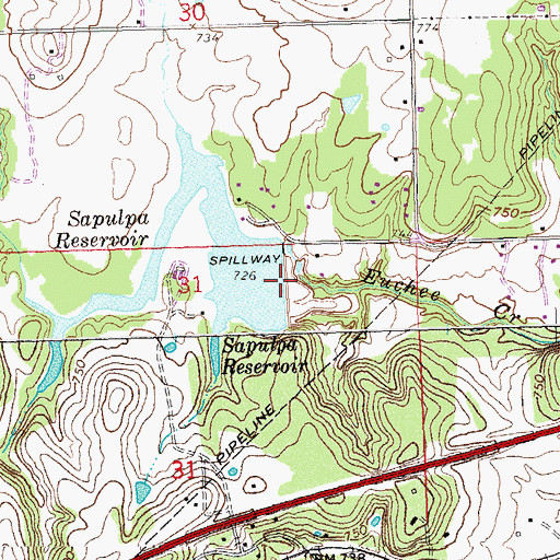Topographic Map of Sapulpa Reservoir, OK