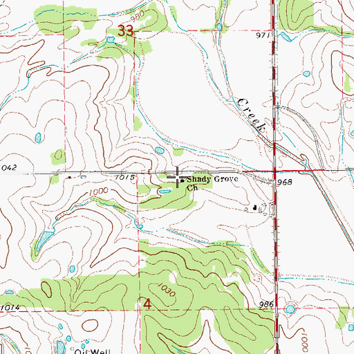 Topographic Map of Shady Grove Church, OK
