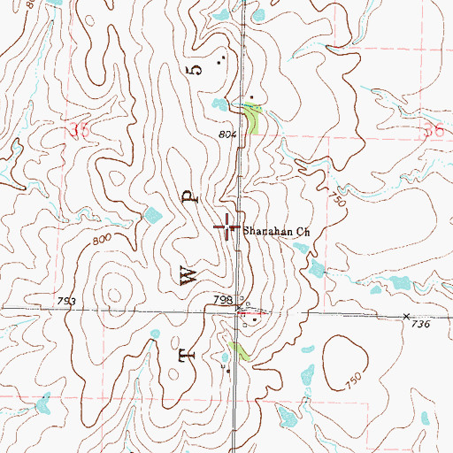 Topographic Map of Shanahan Church, OK