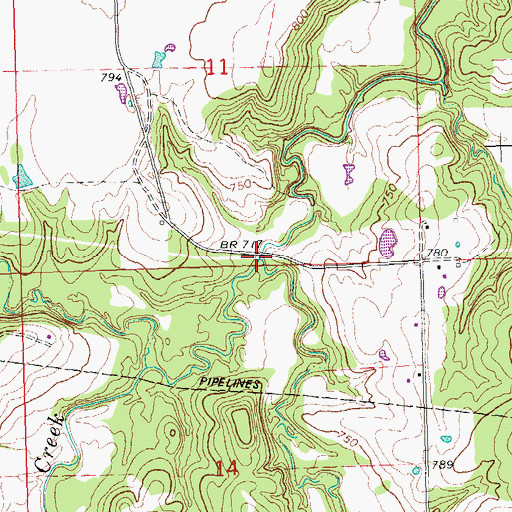 Topographic Map of Shawnee Creek, OK