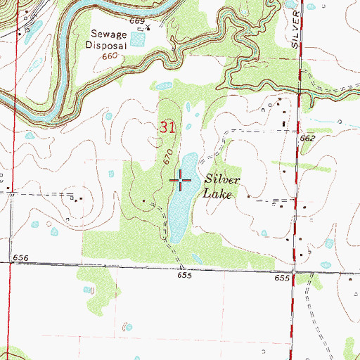 Topographic Map of Silver Lake, OK