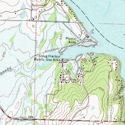 Topographic Map of Snug Harbor Public Use Area, OK