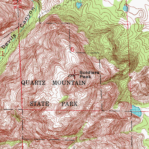 Topographic Map of Soldiers Peak, OK