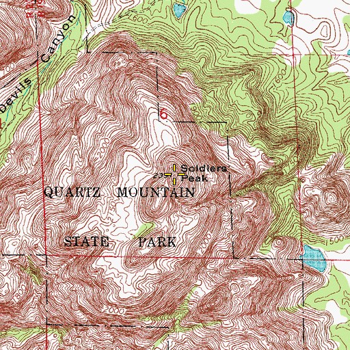 Topographic Map of Soldiers Peak, OK