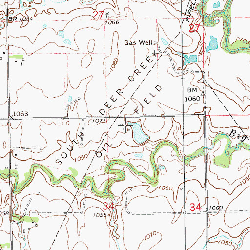 Topographic Map of South Deer Creek Oil Field, OK
