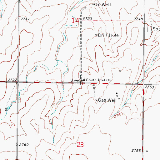 Topographic Map of South Flat Church, OK