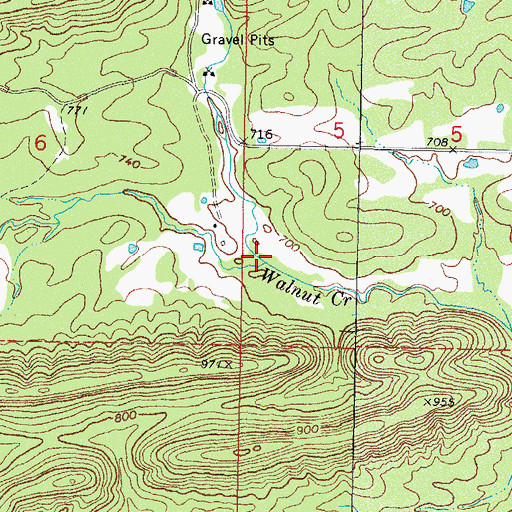 Topographic Map of South Fork Walnut Creek, OK