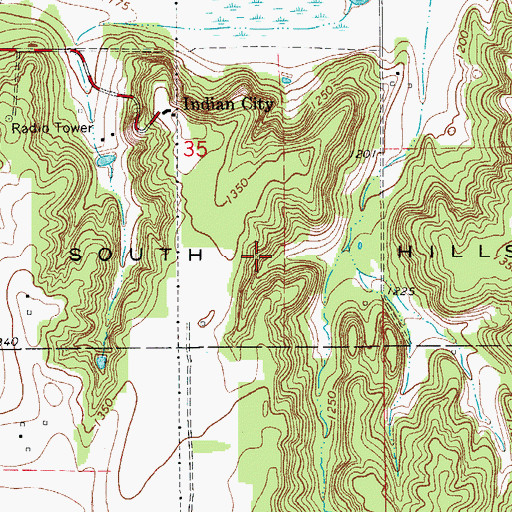 Topographic Map of South Hills, OK