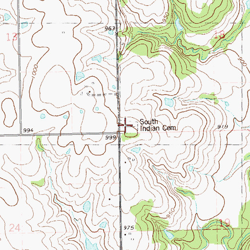 Topographic Map of South Indian Cemetery, OK