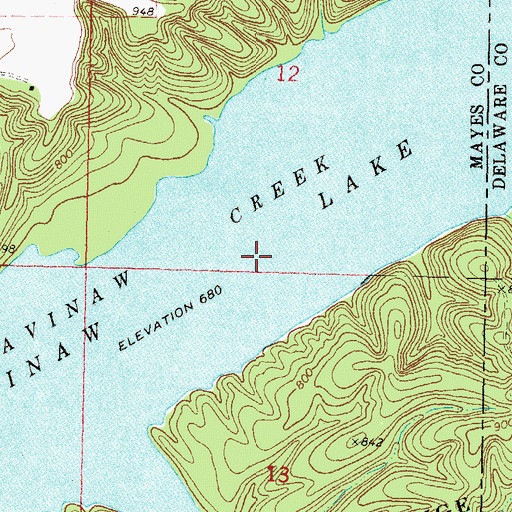 Topographic Map of Spavinaw Lake, OK